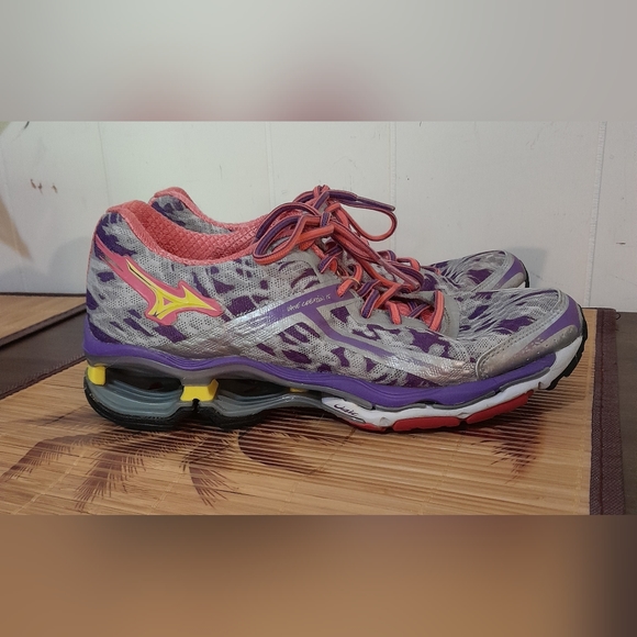 Mizuno - Wave Creation 15 Silver Purple Pink Yellow - Women's 7 - J1GL140138 - Picture 1 of 7
